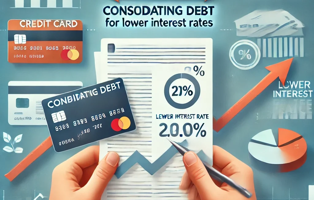 A guide on consolidating debt for lower interest rates to improve financial health.