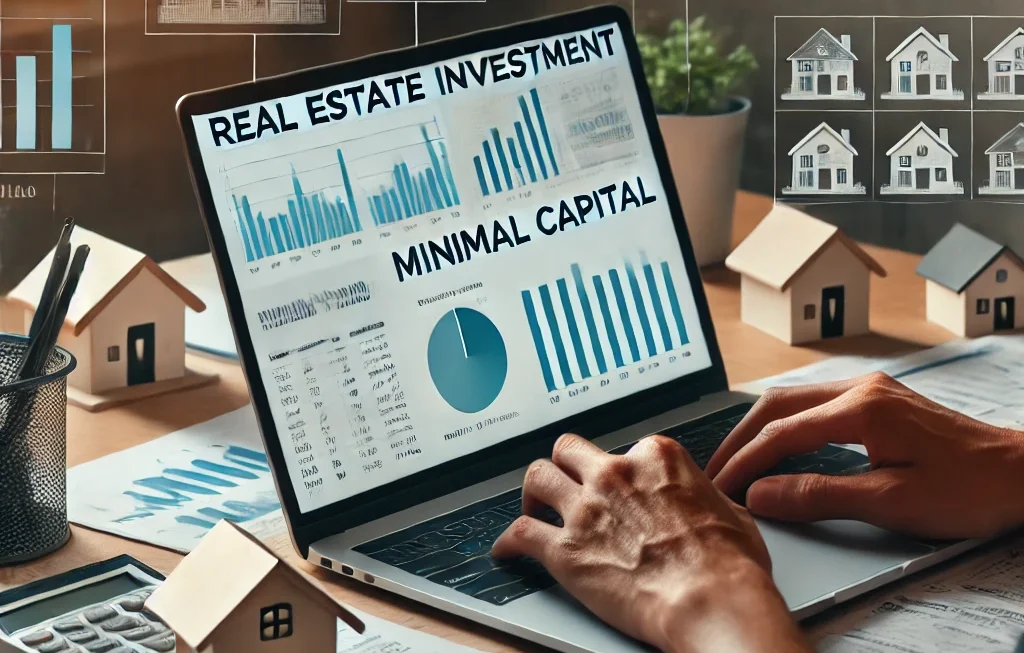 A person reviewing real estate investment strategies with minimal capital.